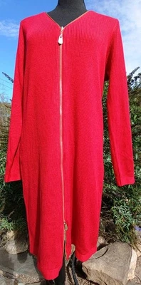 Calvin Klein Womens Red Zip-Front Ribbed Sweater Dress Size L - Image 1 of 4