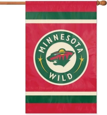 Minnesota Wild Banner Flag Embroidered Premium 2-sided 28x44 Outdoor Football - Image 1 of 2