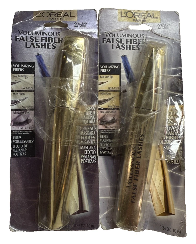 Máscara de pestañas de fibra falsa Loreal Voluminous 275 NEGRA paquete de 2 paquetes dañados Foto 1 de 1