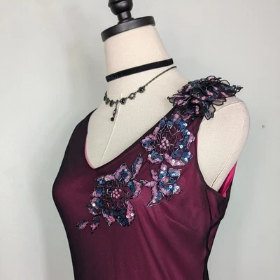 Maxi Vestido de Baile de graduación Vintage 6 Púrpura Negro Y2K Hada Gótico Floral Grunge Transparente Foto 1 de 4