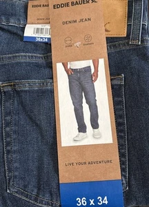 Eddie Bauer Men's Stretch, Breathable Denim Jean, Size 36X34 Blue New - Picture 1 of 4