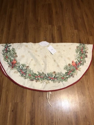 Nicole Miller 52” Tree Skirt Cardinals & Holly - Image 1 of 4