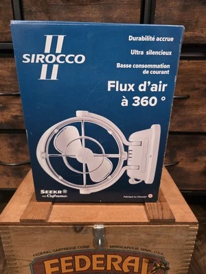 CAFRAMO SIROCCO II 12-24V 3-SPEED 7" GIMBAL FAN WHITE NEW IN BOX - Image 1 of 3