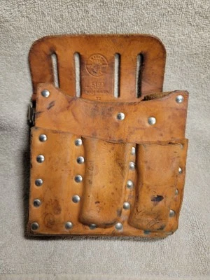 VINTAGE Klein Tool Pouch Bag 5190 Construction Woodwork Electrician Leather - Image 1 of 4