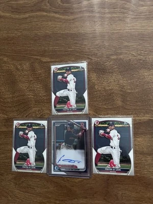 2024 Bowman Chrome - Prospect Autographs Fraymi De Leon #CPA-FD (AU, RC)+ALL4 - Image 1 of 2