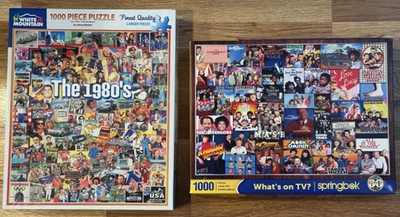 2-1000 PIECE JIGSAW PUZZLE THE 1980'S  PLUS WHAT'S ON TV - Image 1 of 3