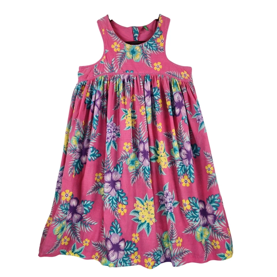 Vestido Hawiiano United Colors of Benetton Niñas Talla 9/10 Floral Rosa Caliente Algodón Foto 1 de 4