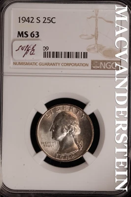 1942-S Washington Quarter-NGC MS 63 Brilliant Uncirculated #SLF380 - Image 1 of 2