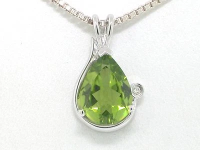 Peridot Anhänger 585 Weißgold 14Kt Gold natürlicher Peridot   1 Brillant - Bild 1 von 2