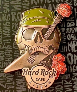 2020 HARD ROCK CAFE LISBON 3D CRAVO ARMY SKULL GUITAR & CARNATIONS LE PIN - Picture 1 of 1