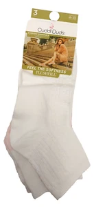 Cuddl Duds 3 Pair Low Cut Ankle Socks Womens Pink White Shoe Size 4-10 Soft Cozy - Picture 1 of 10