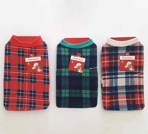 Pet Dog-4 leg Pajamas -Size S -10 inch Lot of 3- Red, Blue, cream Plaids-FREE SH - Picture 1 of 4
