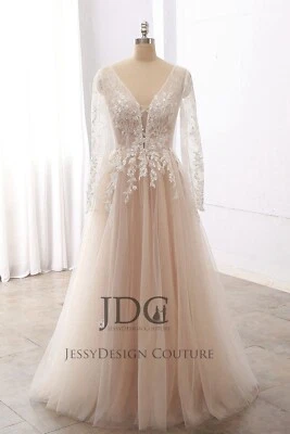 Dreamy Wedding Dress Bridal Gown Lace Bodice 2-28W Plus Size Custom made Sleeves - Image 1 of 4