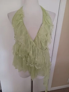 NWT Free People Light Green Silk Halter Blouse M - Picture 1 of 6