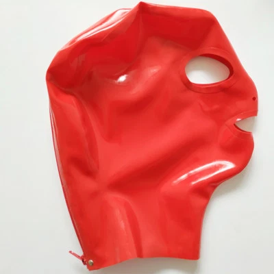Red Latex Hood Open Eyes and Mouth for Catsuit Rubber Mask Club Wear Cosplay  - Image 1 of 4