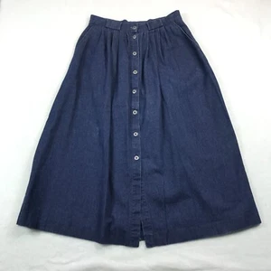 Vintage Denim Skirt Womens 14 Bon Worth Blue Midi Denim Western Cowgirl USA - Picture 1 of 15