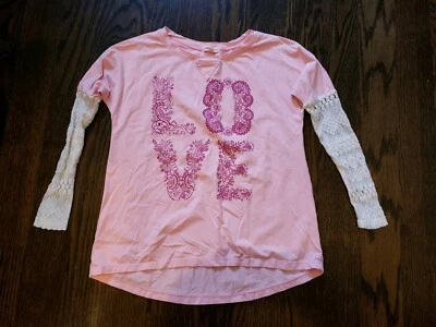 CAMISA TOP MANGA LARGA ENCAJE BLING ROSA CLARO NIÑAS PEQUEÑAS MAL EMPAREJADAS XS 12 Foto 1 de 4