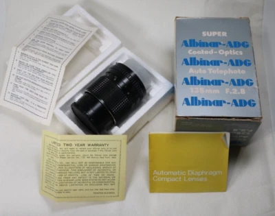 Vintage Albinar-ADG 135mm Telephoto Lens F.2.8. 52mm with original box New Lense - Image 1 of 4