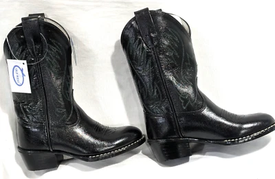 NEW Old West Cowboy Boots Youth Size 9.5 Style 1110 Black with Box NWT - Image 1 of 4