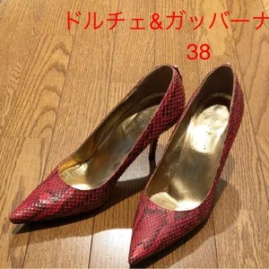 Dolce & Gabbana Pumps Women's Size 38/US Size 8 Red/Black Leather - Picture 1 of 7