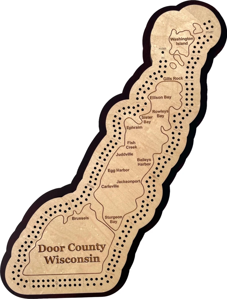 Door County, Wisconsin Map Cribbage Board - Image 1 of 1