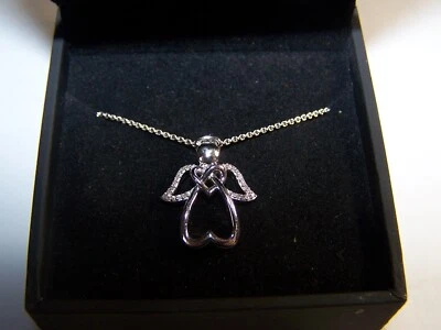 NEW KAY/ZALES 24 DIAMOND 1/20TCW DOUBLE HEART STERLING PENDANT AND CHAIN - Image 1 of 4