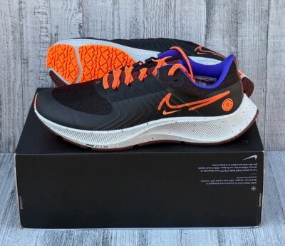 MENS NIKE AIR ZOOM PEGASUS 38 SHIELD RUNNING SHOES / SIZE 9.5 / BLACK-ORANGE-BRZ - Image 1 of 4