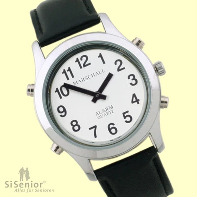 Sprechende Uhr Herren Armbanduhr Sprachausgabe Blindenuhr mit Sprache silber - Bild 1 von 4