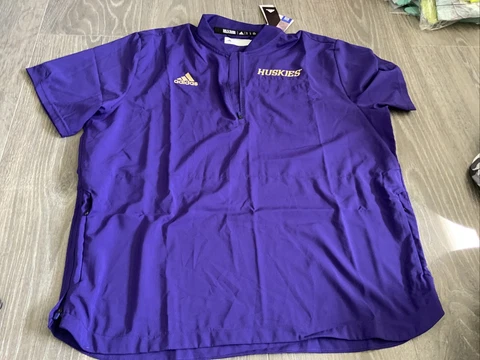 adidas Aeroready Washington Huskies 1/4 Zip S/S Pullover Mens Size: XL NWT Cover