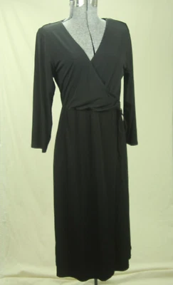 Vestido envolvente sintético negro B-Slim NY Collection pequeño elástico MIdi adelgazante Foto 1 de 4