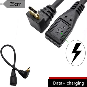 USB 3.1 Type C Male UP/Down Angled To Micro Female Data Charging Adapter Cable - Picture 1 of 8