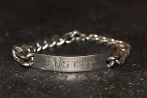 VTG Sterling Silver - Engravable ID Name Tag Curb Chain Bracelet 8" - 54g solid - Picture 1 of 4