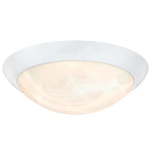 Dimmable LED Indoor Flush Mount Ceiling Light White Finish with Alabaster Glass - Picture 1 of 2