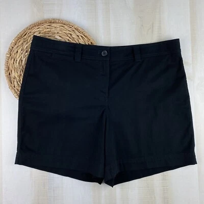Шорты-чино Jones New York спортивные женские размер 16 черные хлопчатобумажные эластичные с высокой талией - Изображение 1 из 4