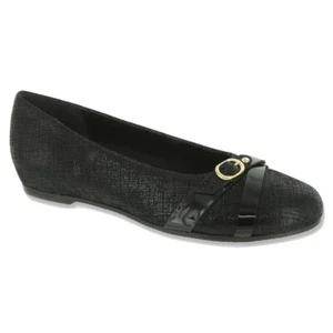 MUNRO American Women's Black Crosshatch Patent Leather Ballet Flats Sz 7 M - Picture 1 of 6