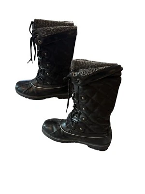 Botas de invierno altas Thinsulate para mujer talla 7, negras grises Foto 1 de 4