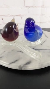 Vintage Murano Italian Art Glass Pair of Birds on Branch 10" Long  EUC - Picture 1 of 10