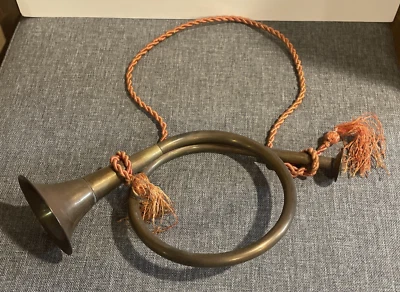 Vintage Brass Horn, Nice Patina With Rope And Tassels - Image 1 of 4