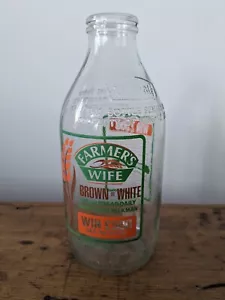 Farmer's Wife Daily Bread Unigate Botella de Leche Vintage 1 Pinta Vidrio Publicitario - Imagen 1 de 8