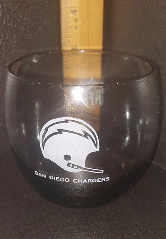 VTG 70's San Diego Chargers NFL Football Smoked Rocks Glass Tumbler Cover