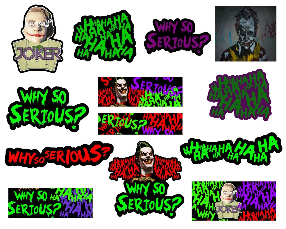 3 Random Joker Haha Why So Serious Evil Funny Vinyl Decal Sticker Pack Lot - Image 1 of 1