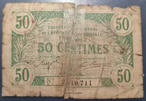 FRENCH EQUATORIAL AFRICA AFRICA ECUATORIAL FRANCESA 50 CENTIMES 1917 P1 REPARADO - Imagen 1 de 2