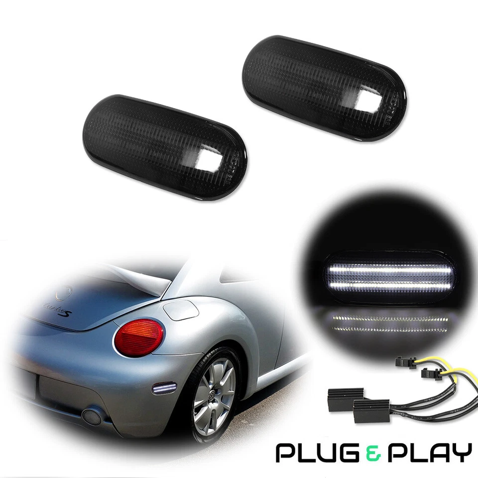 Luz de estacionamiento LED blanca para VW Beetle 1998-2005 lente ahumada trasera 2 piezas Foto 1 de 4