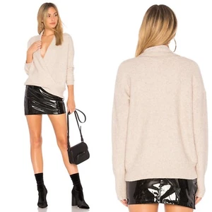 Michael Stars Shawl Collar Wool Blend Crossover Neutral Cream Top Size Medium - Picture 1 of 6