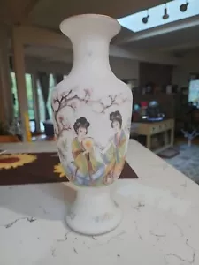vintage japanese hand painted porcelain vase 12" - Picture 1 of 2