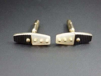 Gemelos Mid-Century Anson blanco y negro tono dorado Foto 1 de 4