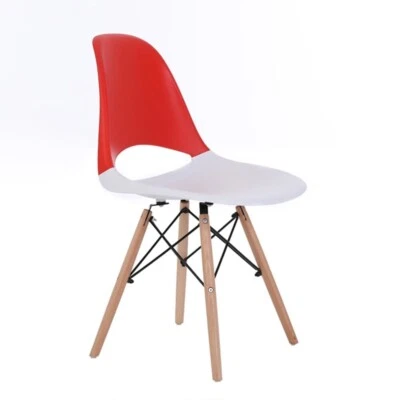 Juego de 4 sillas de comedor simples con patas de haya realzar sillón sin brazos Foto 1 de 4