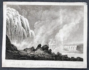 1840 G Heriot Antique Print of The Niagara Falls from the Fort Schlosser NY Side - Picture 1 of 2