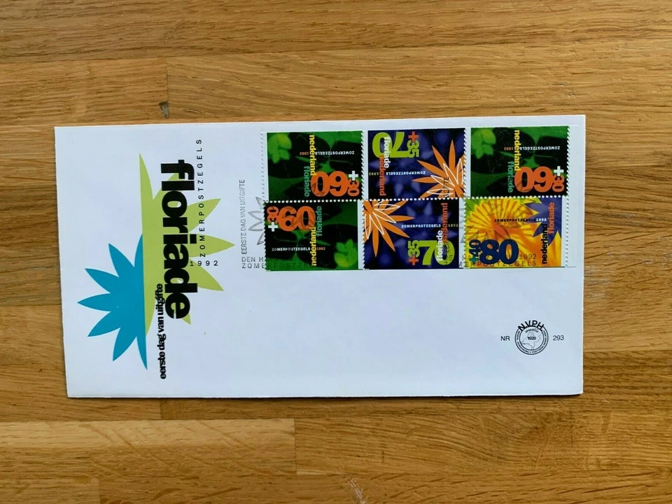 NETHERLANDS 1992 FDC 293 FLORIADE FLOWERS BOOKLET PANE - Image 1 of 1