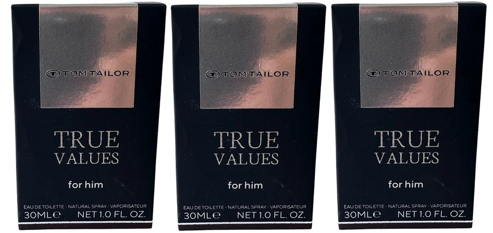 Tom Tailor True Values for Him  3 x 30 ml Eau de Toilette  EDT - Bild 1 von 1